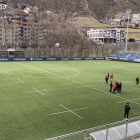 El Estadio Municipal de Encamp, antes del partido.