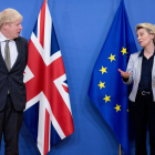 La presidenta de la Comissió Europea, Ursula von der Leyen, rep el primer ministre britànic, Boris Johnson, per negociar l'acord comercial post-Brexit amb el Regne Unit, a Brussel·les el 9 de desembre del 2020