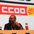 Javier Pacheco, reelegido este sábado como secretario general de CCOO en Cataluña, durante la celebración del 12.º congreso del sindicato.