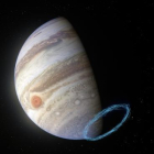 Impressió artística dels vents de la estratosfera de Júpiter.