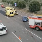 Imagen del accidente que se ha producido en la autopista, al término de Tarragona.