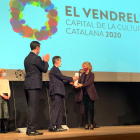 Els alcaldes del Vendrell i Tortosa en l'acte de relleu de l'any de la Capital Cultural Catalana