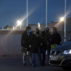 Artadi y Rius, de JxCat, y Aragonès y Jové, de ERC, en el exterior de Lledoners después de finalizar la reunión.