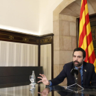 El president del Parlament, Roger Torrent, entrevistat per l'Agència Catalana de Notícies (ACN) el desembre de 2020