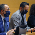 El conselleiro de Sanidad, Julio García Comesaña, durante la rueda de prensa.