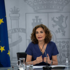 La portavoz del gobierno español, María Jesús Montero, a la rueda de prensa posterior al Consejo de Ministros.