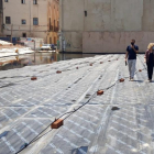 VIsita institucional en las obras de remodelación de la plaza de la Catedral de Tortosa.