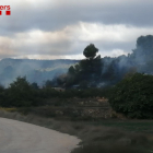 Imatge de la zona que ha patit l'incendi a l?Espluga de Francolí, en direcció a Senan.