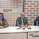 De izquierda a derecha, Puig, Sordo y Pacheco en la rueda de prensa previa a la assamble en Reus ayer.