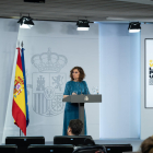 La portavoz del gobierno español, María Jesús Montero, a la rueda de prensa posterior a la reunión Sánchez-Aragonès.