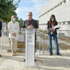 Imatge de la presentació de les obres, amb l'alcalde de Torredembarra mentre intervenia.