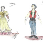 Imatge del disseny del vestuari d'alguns dels personatges.