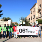 Pla general dels treballadors del 061 davant de la seu del CatSalut de Tarragona.