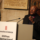 *Desmond *Tutu durante su intervención en el Palau de la Generalitat después de recibir el premio Internacional de Cataluña