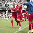 Edgar celebrant el gol davant el Castelló.