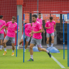 Javi Bonilla, durante el primer entrenamiento de la presente pretemporada del Nàstic, a las órdenes de Raúl Agné.