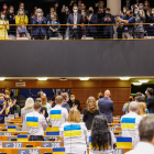 La Eurocámara muestra apoyo a Ucrania en el pleno extraordinario.