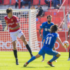 Javi Ribelles en el partit disputat al Nou Estadi contra el Linares Deportivo que va acabar 3-1.