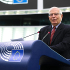 El alto representante de la UE, Josep Borrell, en un debate sobre seguridad europea en el pleno del Parlamento Europeo.