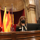 La presidenta del Parlament, Laura Borràs, durant el Ple d'aprovació del dictamen de Juvillà.
