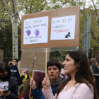Docentes durante la manifestación en Barcelona en el cuarto día de huelga, entre los Jardines Pequeños de Gracia y el Departamento de Educación.  Fecha de publicación: martes 29 de marzo del 2022, 12:15 Localización: Barcelona Autor: Maria Belmez