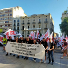 Imatge de la manifestació dels treballadors de la química a Tarragona.