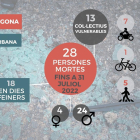 Del total de víctimes, 13 pertanyien a col·lectius vulnerables: 7 motoristes, 1 ciclista i 5 vianants.