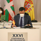 Pedro Sánchez, presidente el gobierno español en la sesión de trabajo de la Conferencia de Presidentes.