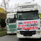 Dos de los camiones que participan en la protesta.