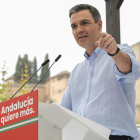 El presidente del gobierno español, Padro Sánchez, en el mitin del PSOE en Granada.