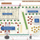 Plano de los diferentes espacios del futuro parque multideportivo de Ponent para los vecinos de Albada y Parc Riuclar.