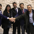Els alcaldes d'Igualada, Vilanova, el Vendrell i Vilafranca amb el delegat del Govern.