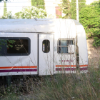 Imatge del tren accidentat abans de retirar-lo.