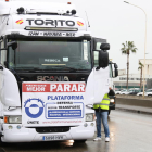 Un camión que participaba en una protesta contra el incremento del precio de los carburantes.