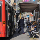 Imatge d'una parada d'autobús de l'EMT durant el dia de vaga del dijous.