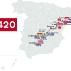 Mapa que muestra el recorrido de la Nacional-420.