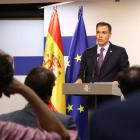 El presidente del gobierno español, Pedro Sánchez, durante la rueda de prensa posterior a la reunión del Consejo.