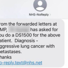 El missatge que van rebre per error els pacients d'una clínica anglesa.