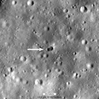 Imagen recogida por la sonda de lugar|sitio del impacto en la superficie de la Luna.