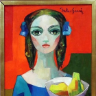 Una vista del quadre 'Noia amb peres', oli sobre tela de l'artista Maties Palau Ferré propietat d'una col·lecció particular.