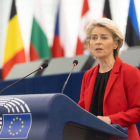 La presidenta de la Comissió Europea, Urusula Von der Leyen, durant un debat al Parlament Europeu.