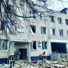 Imagen de un edificio de Kíev destrozado.