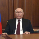 El president de Rússia, Vladímir Putin, en un discurs televisat sobre el conflicte d'Ucraïna.