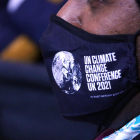 Mascarilla de la 26ª Conferencia Mundial por el Clima (COP26) en Glasgow.
