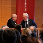 El conseller Joaquim Nadal y el nuevo presidente del Consejo Social de la URV, Josep Poblet.