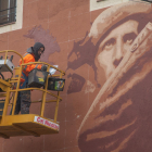 Imatge del mural artístic dedicat a les Brigades Internacionals a l'Espluga de Francolí.