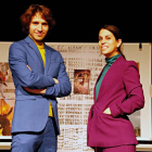 Pau Ferran i Bàrbara Roig durant un assaig de l'obra de teatre 'Lot 5 6 Pedra' a la Sala Trono.