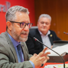 El president del Port de Tarragona, Saül Garreta, durant la conferència a la Cambra de Comerç.
