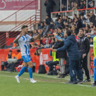 Dioni celebrant un dels tres gols que va marcar al Nàstic en el partit d'anada.