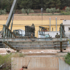 Els militars han procedit al desmuntatge del pont provisional de Monbtlanc pels aiguats del 2019.